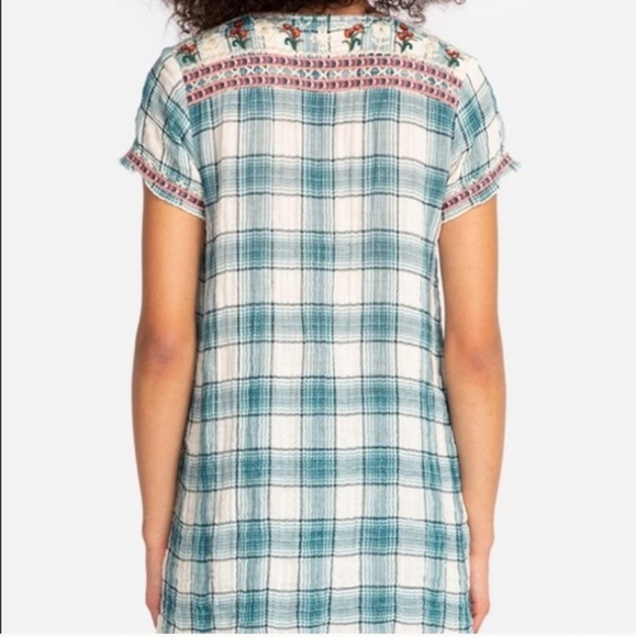 Plaid embroidered julienne drape top by Johnny Was - Picture 3 of 7